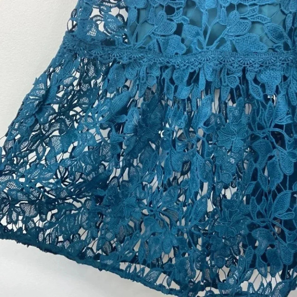 Marchesa Notte Floral Lace Dress 3d Guipure Midi in Jewel Tone Peak Size 6 - Picture 13 of 13